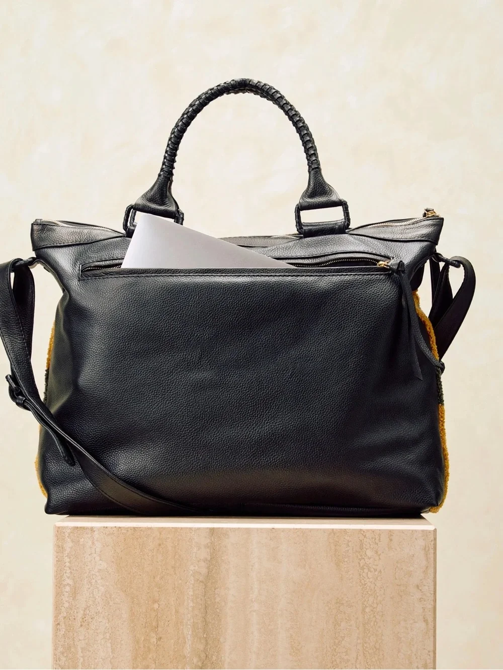 NWT Cleobella Leather Travel Carry On Snake Dree Weekender Bag in Yellow - Picture 4 of 11